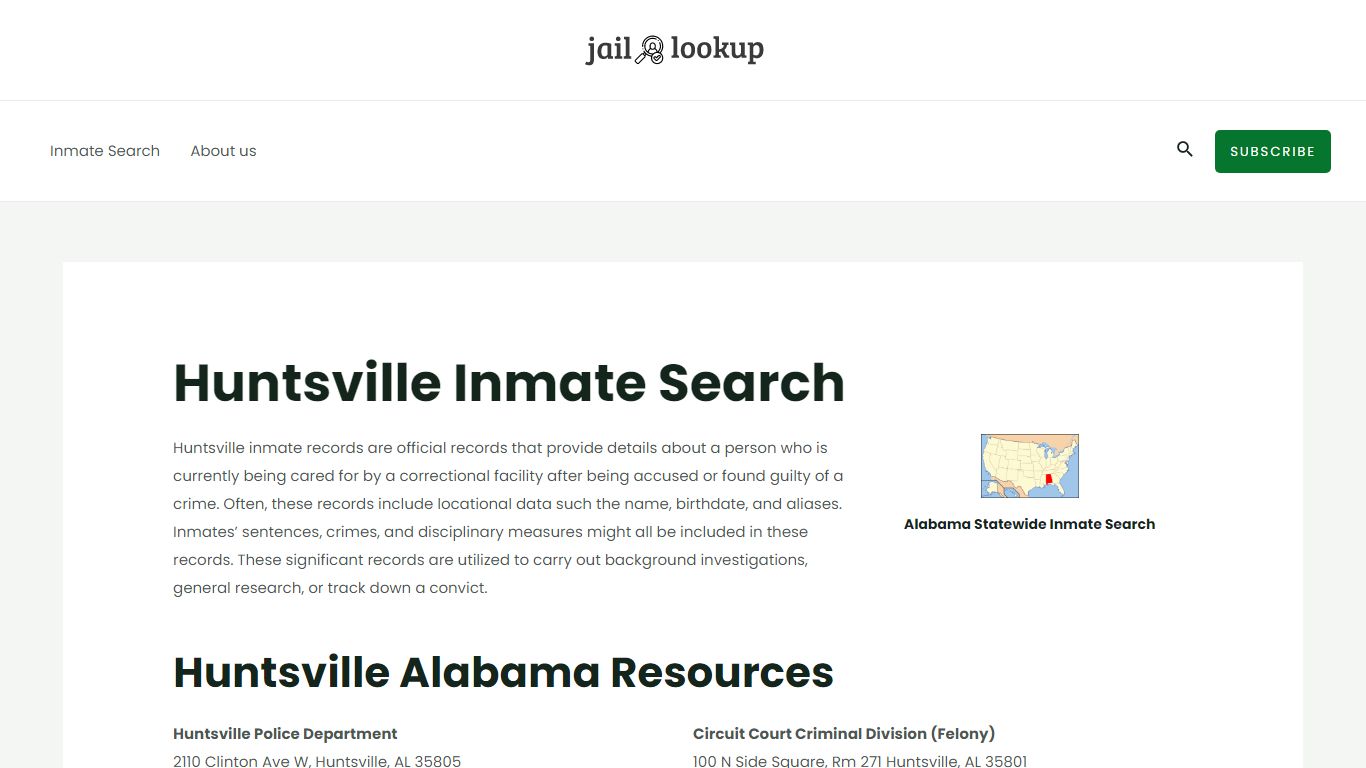 Huntsville Inmate Search - Jail Lookup